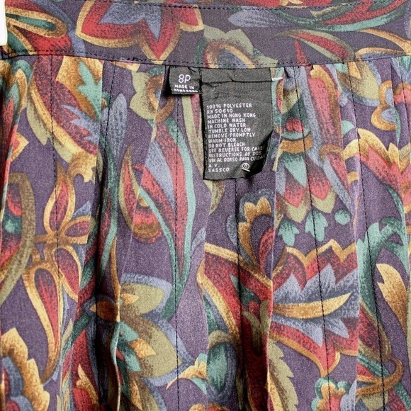 Vintage Pleated Skirt in Muted Earth Tones Made in Hong Kong - 8P - Hey Viv - Picture 4 of 5